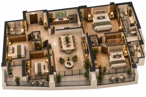 2-4 bedroom development in Victoria Island — 4 Bedroom Apartment floor plan — 1 of 1