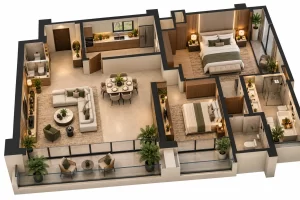 2-4 bedroom development in Victoria Island — 2 Bedroom Apartment floor plan — 1 of 1