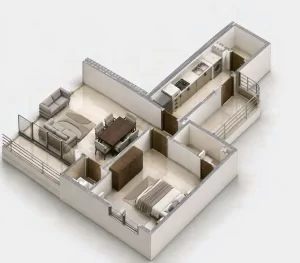 1-3 Bedroom Apartments For Sale in Yaba — 1 Bedroom Apartment floor plan — 1 of 1